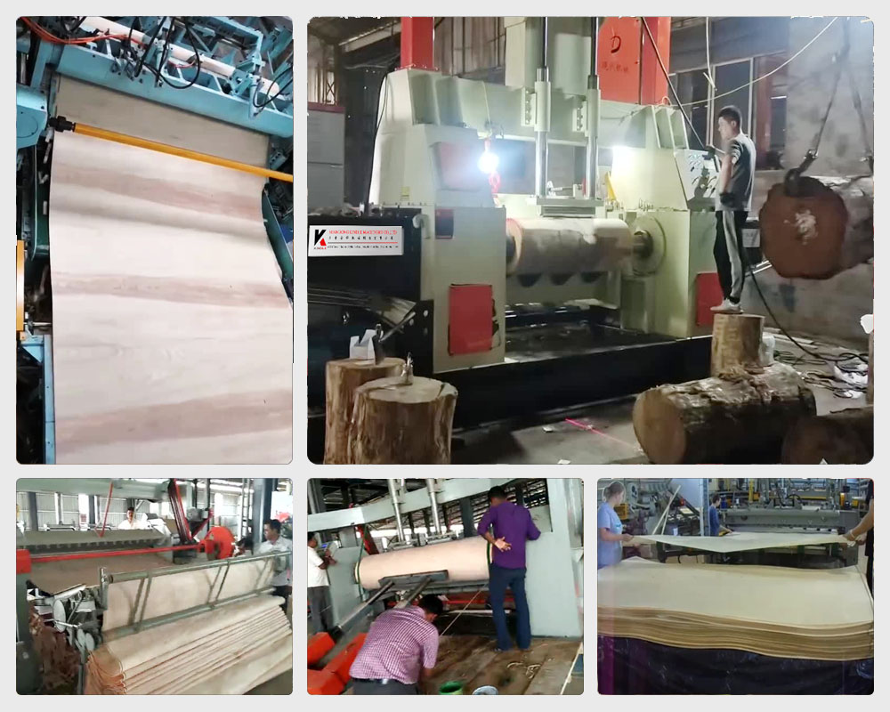 Imagen de trabajo de la máquina peladora de husillo.